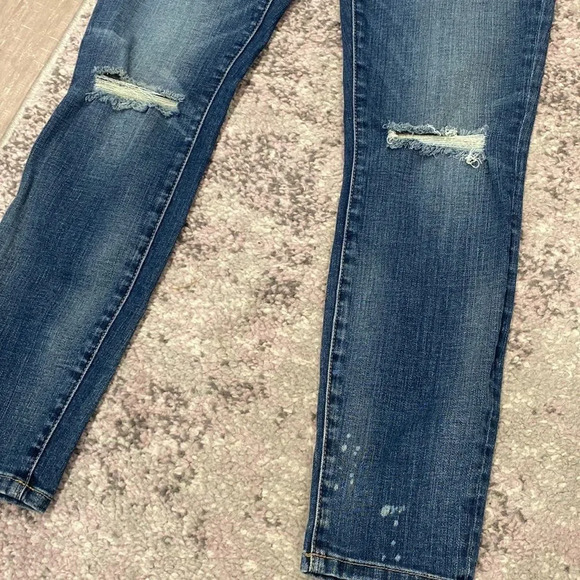 Current/Elliot Women's The Stiletto Ankle Dark Wash Distressed Denim Jeans Sz 28 - Picture 4 of 7